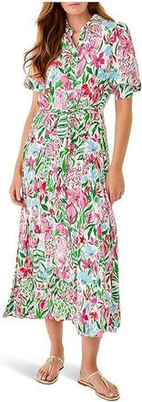Lilly Pulitzer Larkyn Midi Shirtdress Womens Dress Glowing Gardens : 12, Viscose
