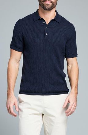 Billy Reid Diamond Stitch Polo Sweater in Carbon Blue at Nordstrom, Size Xx-Large