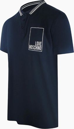 Love Moschino Mens Love Moschino Navy Blue Polo Shirt Small White Box Logo - Black - Size: 38