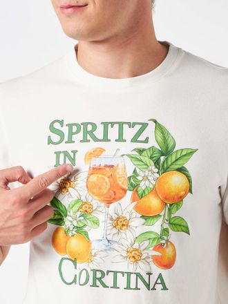 MC2 Saint Barth Man Heavy Cotton T-shirt With Spritz In Cortina Print