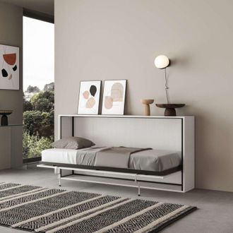 Itamoby Letto a scomparsa singolo orizzontale - kando - Materasso: Con Materasso - Colore: Bianco Frassino