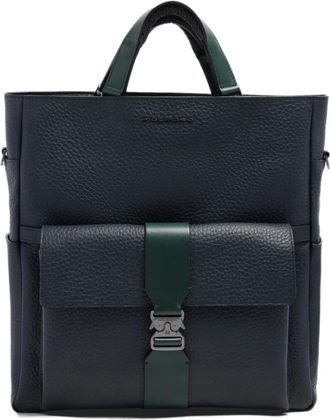 Piquadro Leren Tote Rugzak met Afneembare Laptophoes - Heren - Rugzakken - Blauw - ONE Size - Leer - Tassen