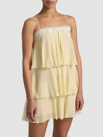 LoveShackFancy Cedra Mini Dress In Butter Yellow