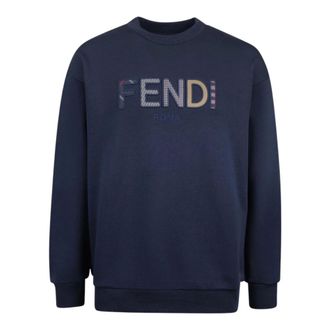 Fendi Kids Sweatshirts, male, Blue, 10 Y, Fendi Jumpers Blue