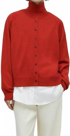 CORDERA Merino Wool Button Sweater In Red