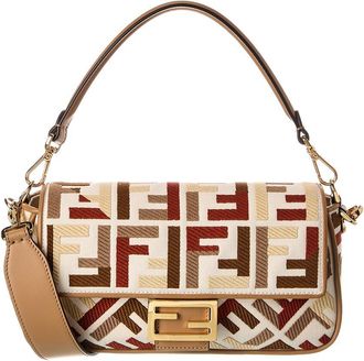 Fendi Fendi Baguette Canvas Shoulder Bag
