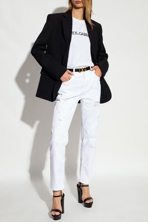 Dolce & Gabbana T-shirt With Logo, Womens, White