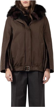 Martyl&ograve; Giacca con pelliccia - - Jackets - Donna - Marrone - S