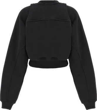 Off-white Logo-Embroidered Cropped Sweatshirt - Black