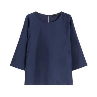 Max Mara Blouses, female, Blue, Size: XL Silk Top