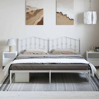 Berkfield Home Metal Bed Frame with Headboard White 183x213 cm