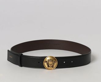 Versace Cintura in pelle di vitello liscia con fibbia Medusa tridimensionale