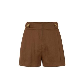 Elisabetta Franchi Short Shorts, female, Brown, Size: L Rings Panel Linen-blend Shorts