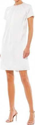 Mac Duggal Womens Crystal Neckline Shift Dress In White
