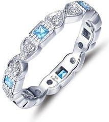 Lafonn Simulated Diamond & Birthstone Band Ring in Blue Topaz/white at Nordstrom Rack, Size 7