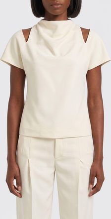 Federica Tosi Short-Sleeved Cady Blouse with High Neck and Cut-Out Shoulders