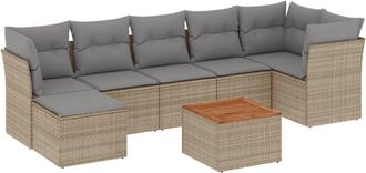 vidaXL Juego De Sof&aacute;s Jard&iacute;n Con Cojines Beige Mezcla 8 Pzas Rat&aacute;n Pe Vidaxl