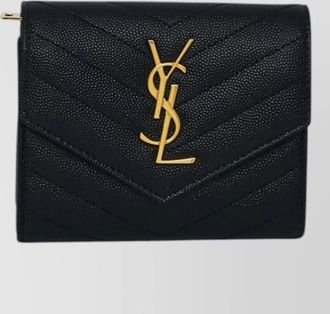 Saint Laurent monogram chevron calfskin tri fold wallet