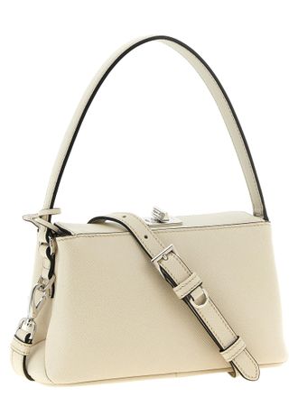 Prada Midi Saffiano Leather Shoulder Bag - Ivory