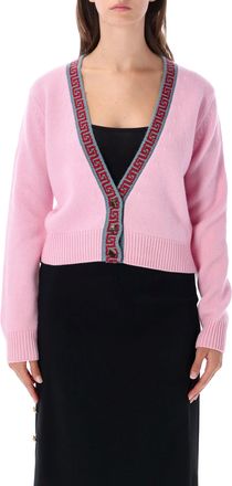 Versace Cropped Greca Border Knit Cardigan