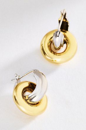 Luv AJ Two-Tone Interlock Hoop Earrings