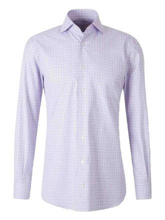 Atelier Munro buttoned check dress shirt - men - Cotton - 43 - Purple