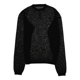 Rick Owens Round-neck Knitwear, male, Black, Size: XL Penta Sheer Pull
