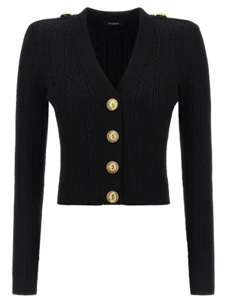 Balmain verdrehte Strick -Strickjacke