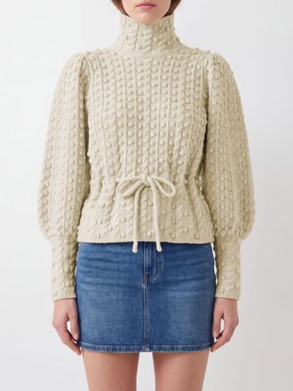 Zimmermann Maglia dolcevita in lana con maniche a palloncino e cintura in vita