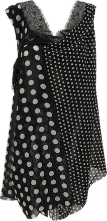 Junya Watanabe Black Polka Dot Lace Insert Tank Top