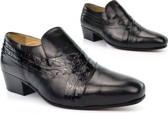 Generic Mens Cuban Heels Mens Leather Shoes Mens Cuban Heel Shoes Mens High Heel Shoes Mens Heels Mens Formal Shoes Mens Slip On Shoes Genuine Leather Black 1