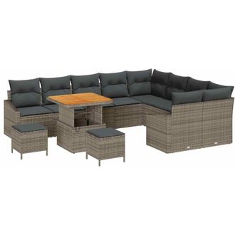 vidaXL Conjunto De Sof&aacute; De Jard&iacute;n Con Coj&iacute;n 12 Pcs Gris Polirat&aacute;n Vidaxl