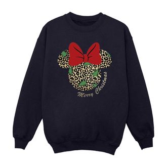 Disney Dames/Dames Minnie Mouse Luipaard Kerst Sweatshirt (Marineblauw)