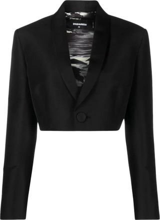 Dsquared2 Cropped Blazer - Dames - Blazers - Zwart - M - Polyester - Jassen