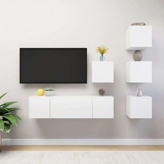 vidaXL 6 Piece TV Cabinet Set White Engineered Wood vidaXL