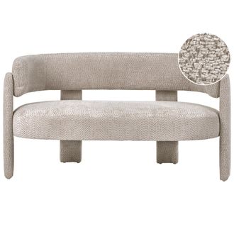 Beliani Sof&aacute; De 2 Plazas Tapizado De Chenilla Con Respaldo Curvo Estilo Escandinavo Moderno Beige Claro Burea