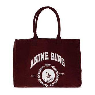 Anine Bing Leo Canvas Tote - female - Anine Bing - Shopping Bags - Red - ONE SIZE - Bags