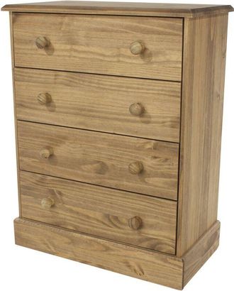 Home Source Industries Home Source - Chest 4 Drawers Solid Pine Wooden Bedroom Home Furniture Clothing Storage Unit