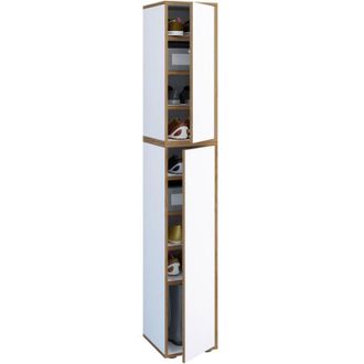 VCM Armadio da Scarpa in Legno Dimensioni: L. 30 x A. 183 x P. 33 cm Armadio multiuso 9 scomparti 2 Porte Rotanti - Salia Larghezza 30 cm (Antracite)