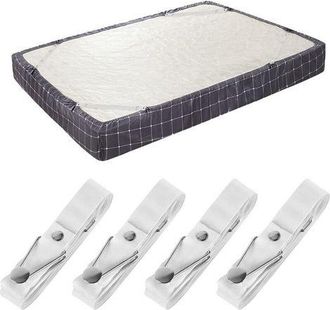 OEM (juego De 4 Correas Cortas Blancas) Correas De Sujeci&oacute;n Para S&aacute;banas - Clips Ajustables Para S&aacute;banas Bajeras Correas De Sujeci&oacute;n Para S&aacute;banas Soporte 
