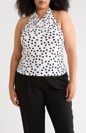 Renee C Polka Dot Halter Top in White/Black at Nordstrom Rack, Size 1X