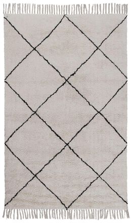 Novatrend Alfombra estilo bereber de algod&oacute;n blanco 120x120 cm