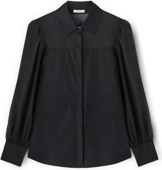 Motivi Poplin overhemd met semi-transparante inzetten - Dames - Overhemden - Zwart - 2XS - Katoen - Overhemden