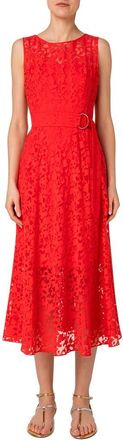 Akris Sleeveless Lace Organza Dress in Red at Nordstrom, Size 2