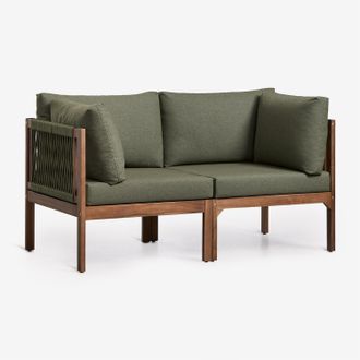Sklum Sof&aacute; Modular De Jard&iacute;n De 2 Piezas Con Reposabrazos En Madera De Acacia Branson Sklum