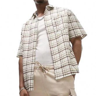 Topman Mens Button Down Shirt In Brown Multi