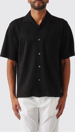 Herno Camicia a maniche corte in jersey con colletto cubano e tasca