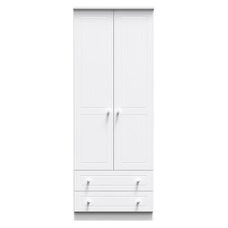 Welcome Furniture Monroe Ready Assembled Wardrobe with 2 Doors and 2 Drawers - White Matt / White - Welcome Furniture | TJ Hughes