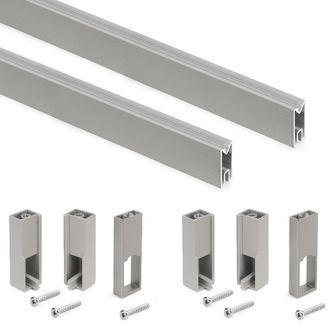 Emuca Lote De 2 Barras Para Armario Luxe De Longitud 1.15m Con Soportes, Aluminio Y Pl&aacute;stico, Pintado Color Gris Piedra - Emuca