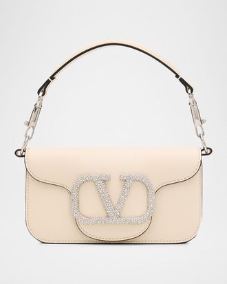 Valentino Garavani Loco Small Leather Top-Handle Bag with Jewel VLogo